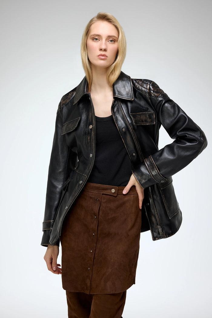 Vespucci By Vsp Joan - Veste En Cuir Noir