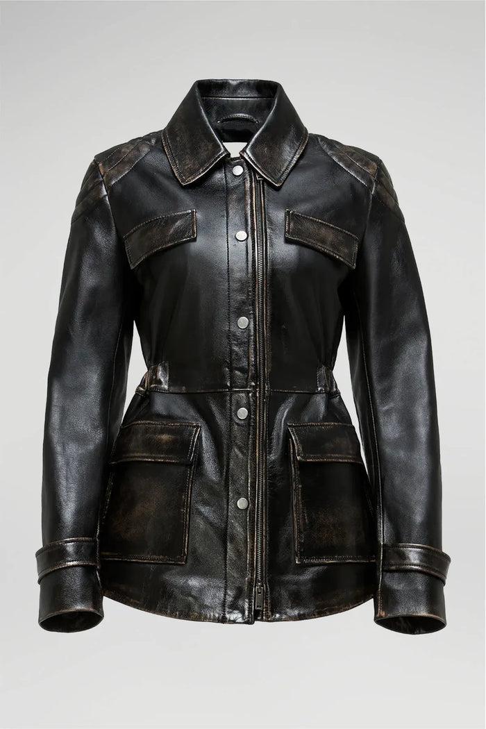 Vespucci By Vsp Joan - Veste En Cuir Noir