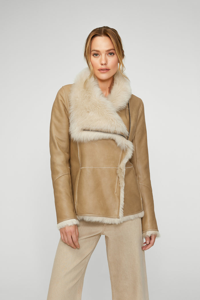 Vespucci By Vsp June - Veste En Peau Lainée