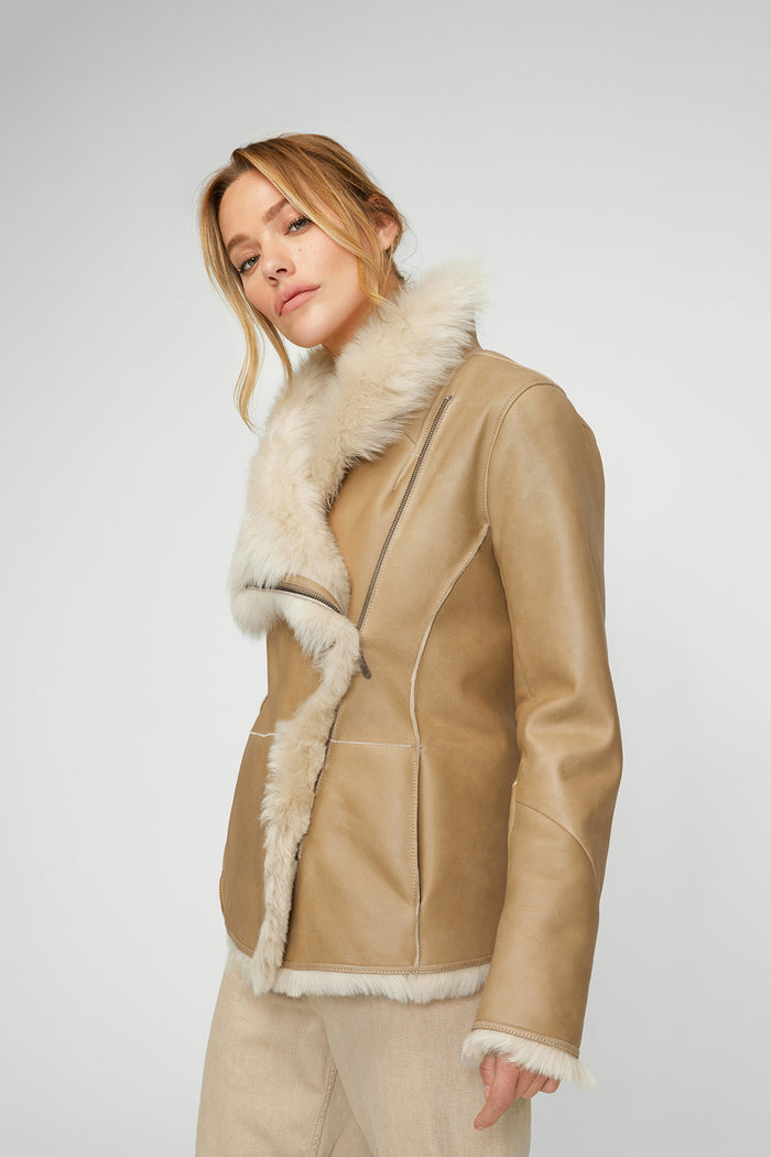 Vespucci By Vsp June - Veste En Peau Lainée