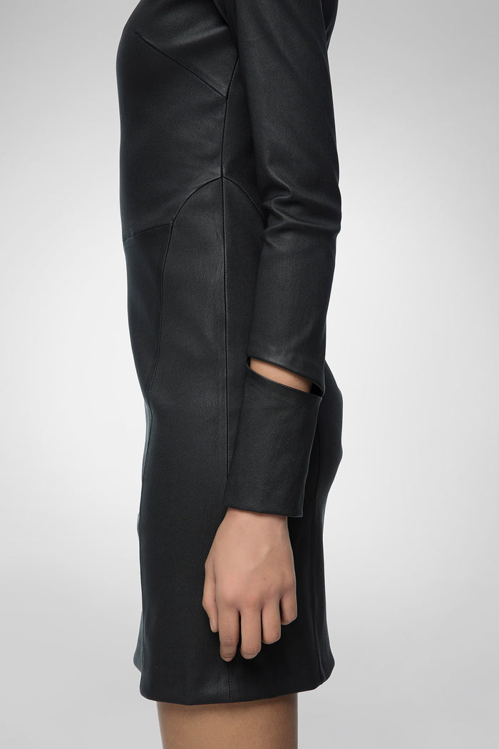 Vespucci By Vsp Kamila - Robe En Cuir Noir