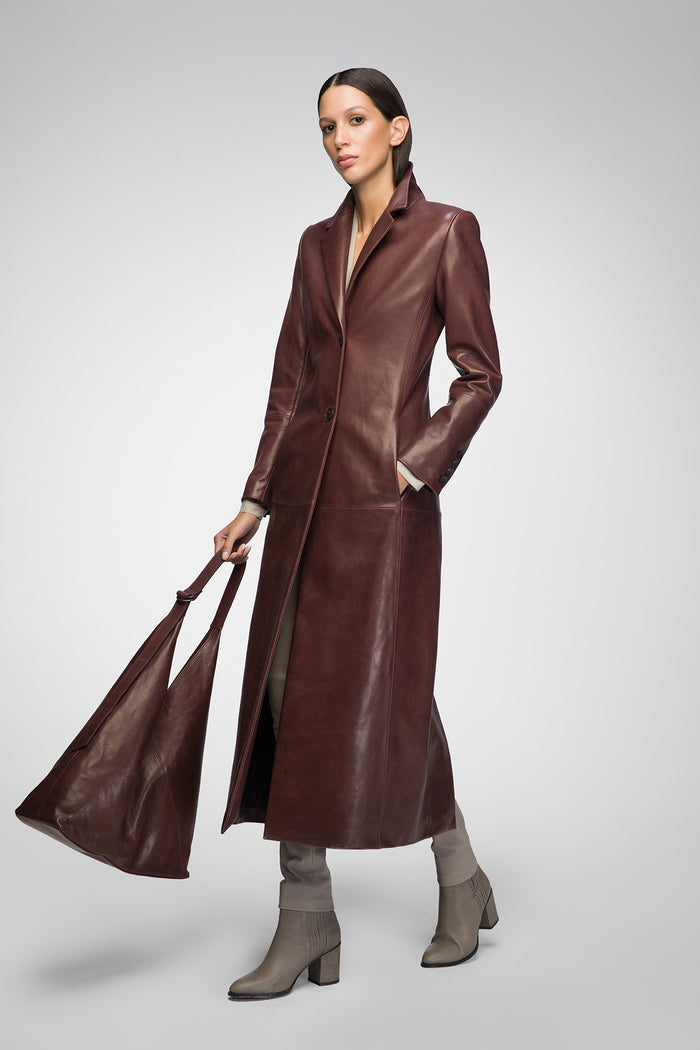 Vespucci By Vsp Laurence - Manteau En Cuir Cerise