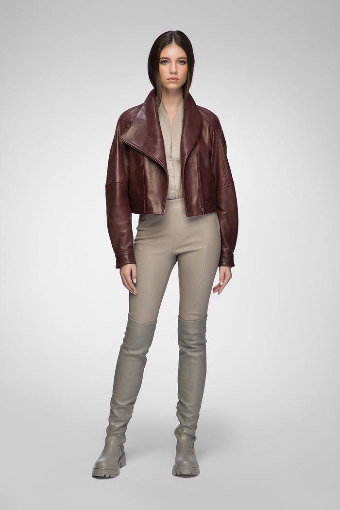 Vespucci By Vsp Lavinia - Veste En Cuir à La Cerise
