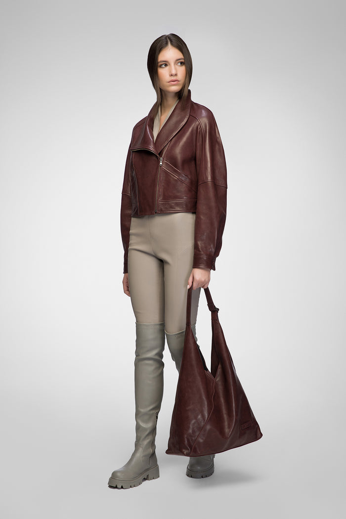 Vespucci By Vsp Lavinia - Veste En Cuir à La Cerise
