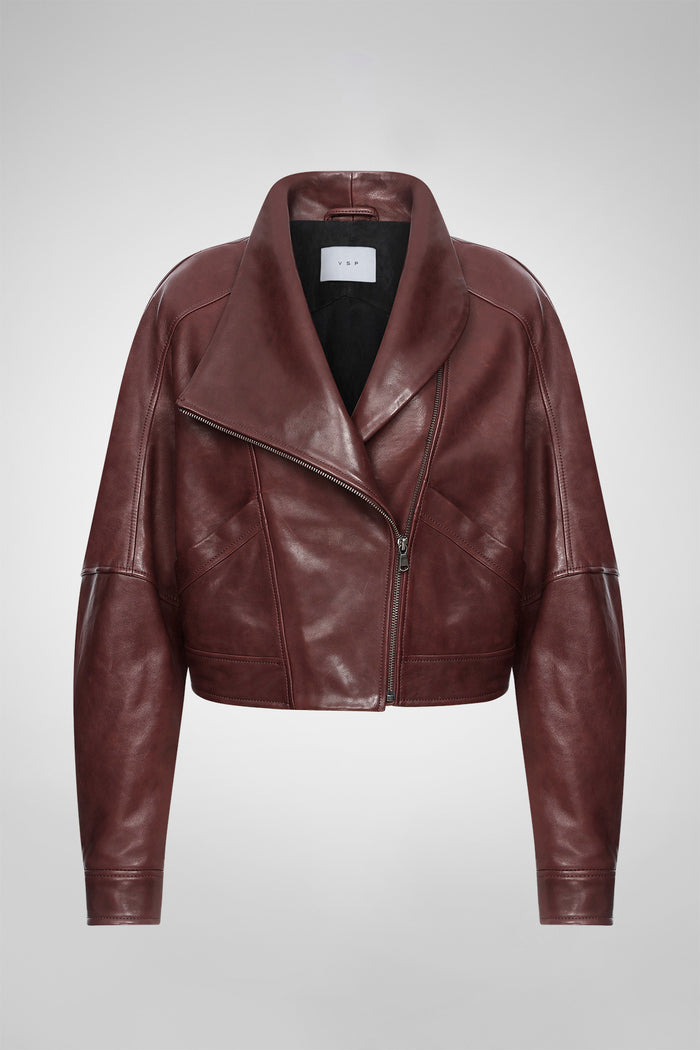 Vespucci By Vsp Lavinia - Veste En Cuir à La Cerise