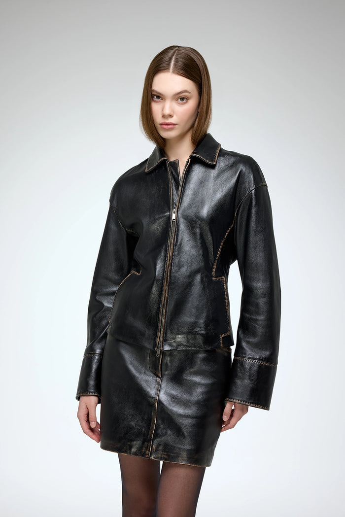 Vespucci By Vsp Lilith - Veste En Cuir Noir
