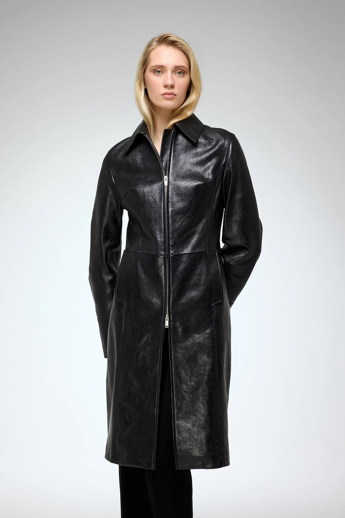 Vespucci By Vsp Liora - Manteau En Cuir Noir