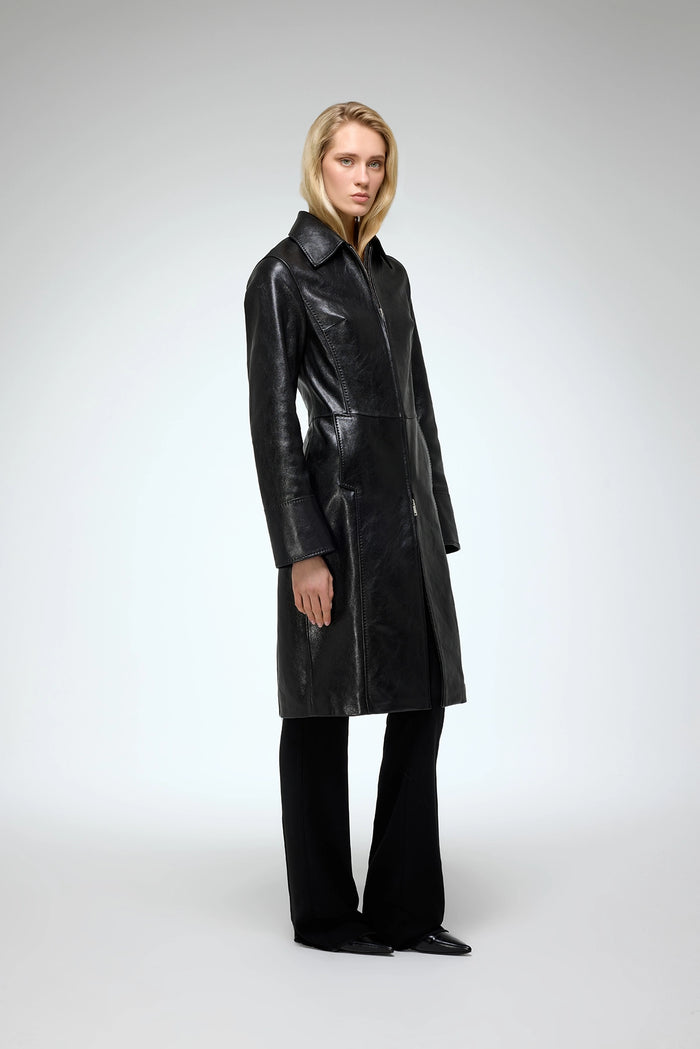 Vespucci By Vsp Liora - Manteau En Cuir Noir