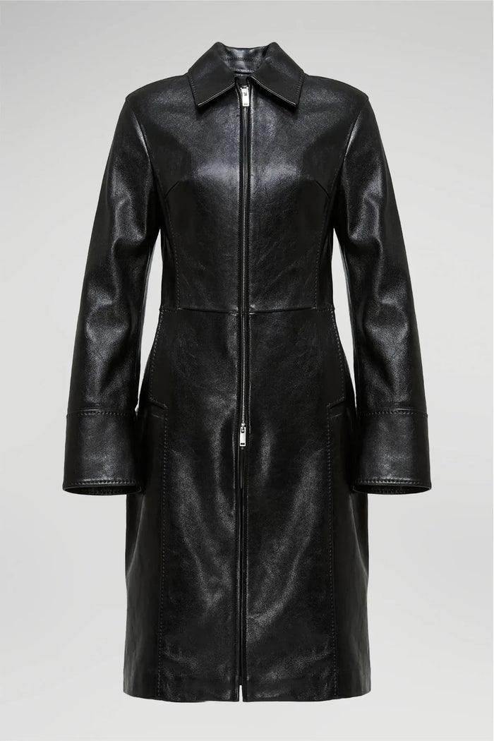 Vespucci By Vsp Liora - Manteau En Cuir Noir