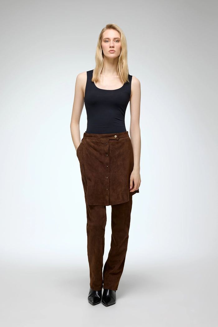 vespucci by vsp Liv - Pantalon en cuir Tobacco