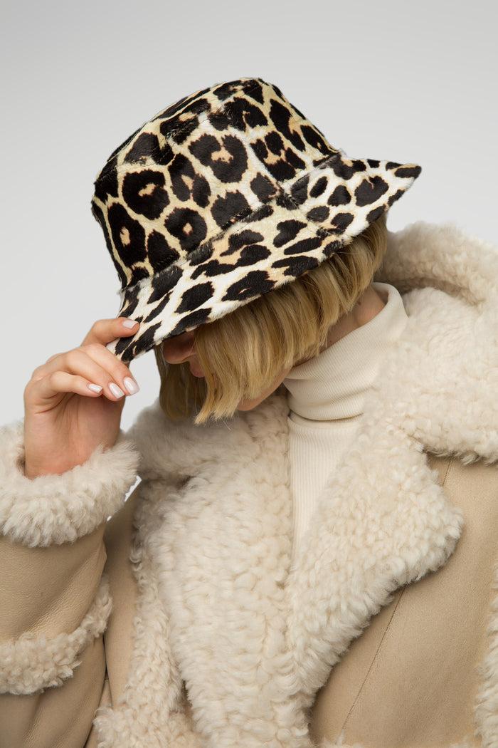 Vespucci By Vsp Magy - Chapeau En Cuir Léopard Brun