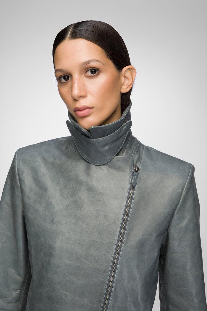 Vespucci By Vsp Mai - Manteau En Cuir Indigo