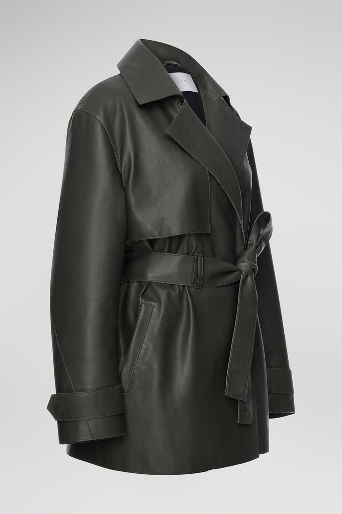 Vespucci By Vsp Manteau En Cuir Vert