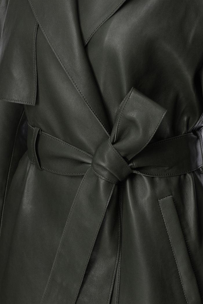 Vespucci By Vsp Manteau En Cuir Vert