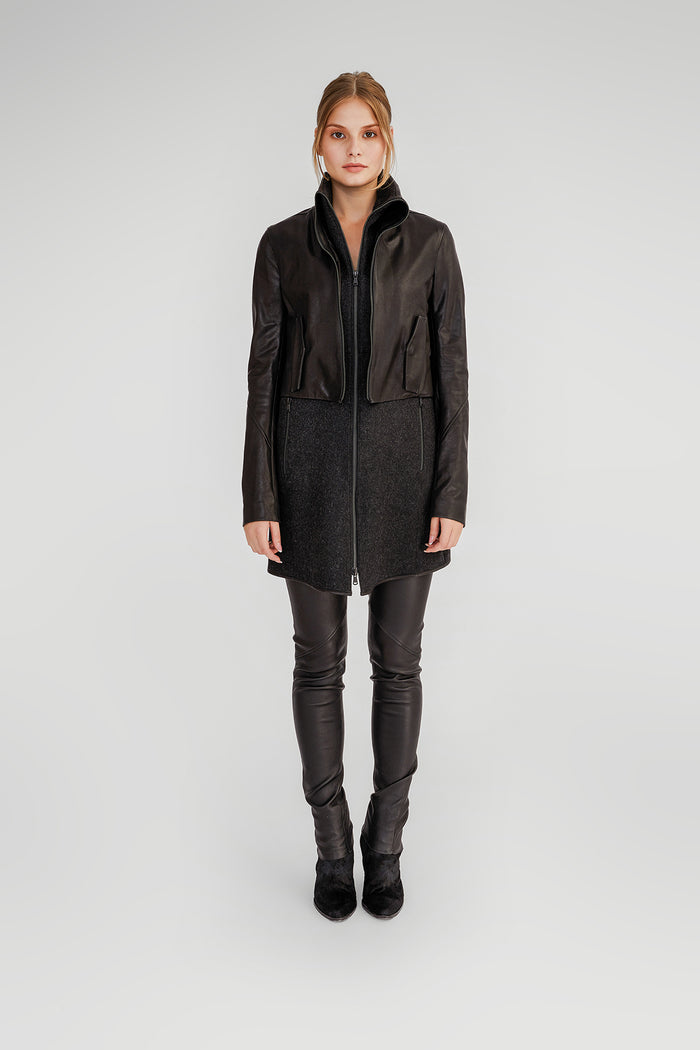 Vespucci By Vsp Manteau En Laine Anthracite