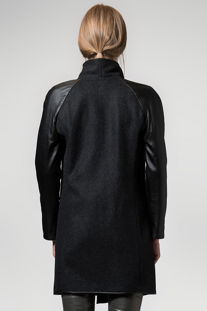 Vespucci By Vsp Manteau En Laine Anthracite Gris