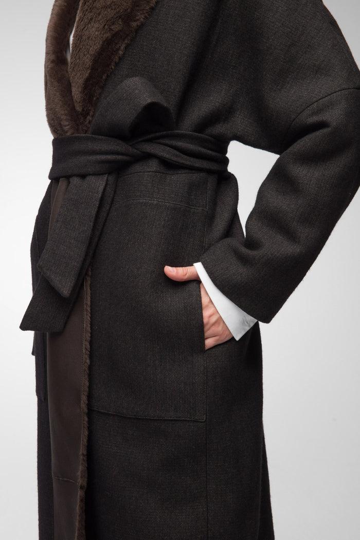 Vespucci By Vsp Manteau En Laine Brune Amere