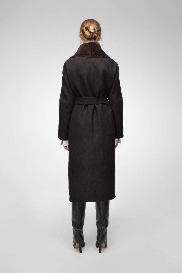 Vespucci By Vsp Manteau En Laine Brune Amere
