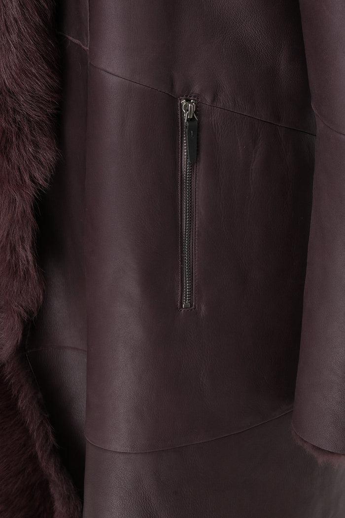 Vespucci By Vsp Manteau En Peau Lainée Bordeaux