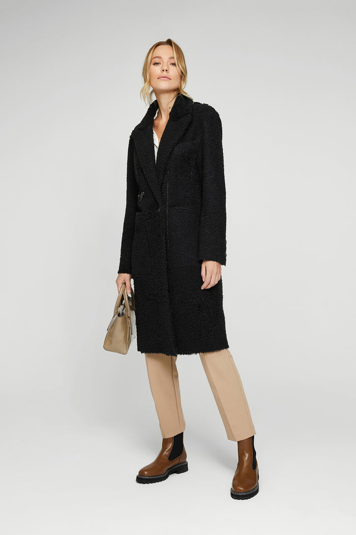 Vespucci By Vsp Manteau En Peau Lainée Noir