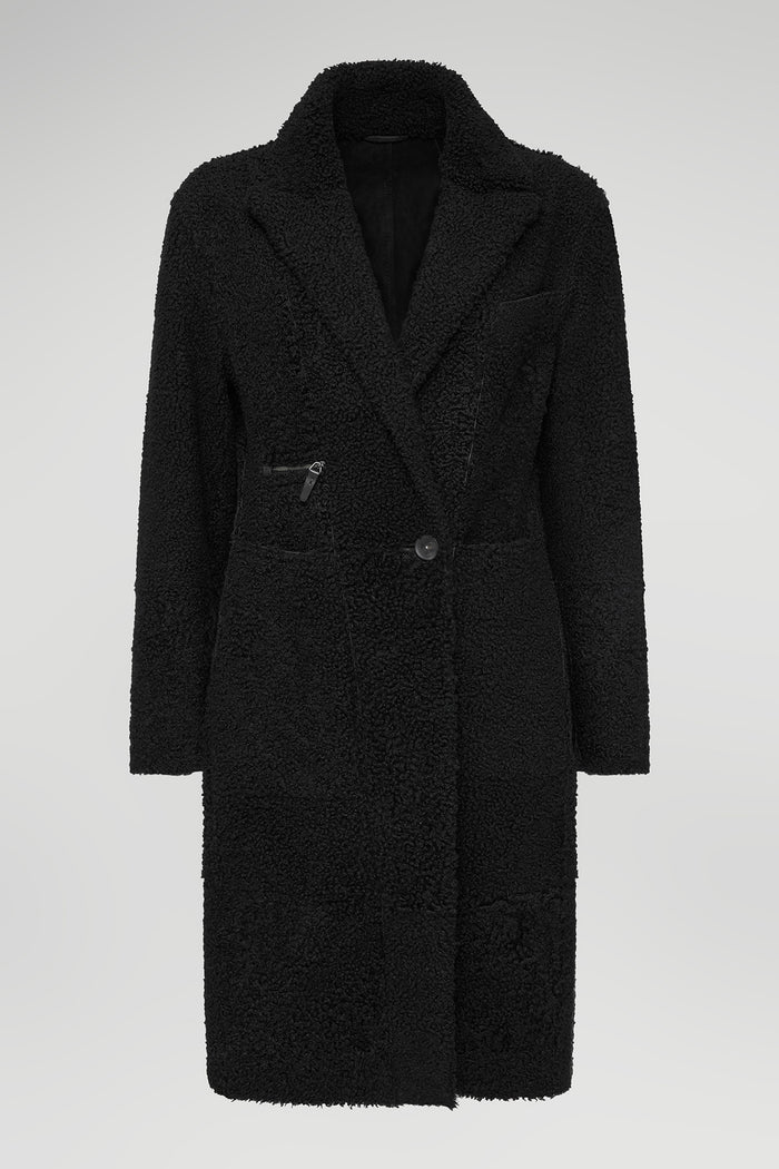 Vespucci By Vsp Manteau En Peau Lainée Noir