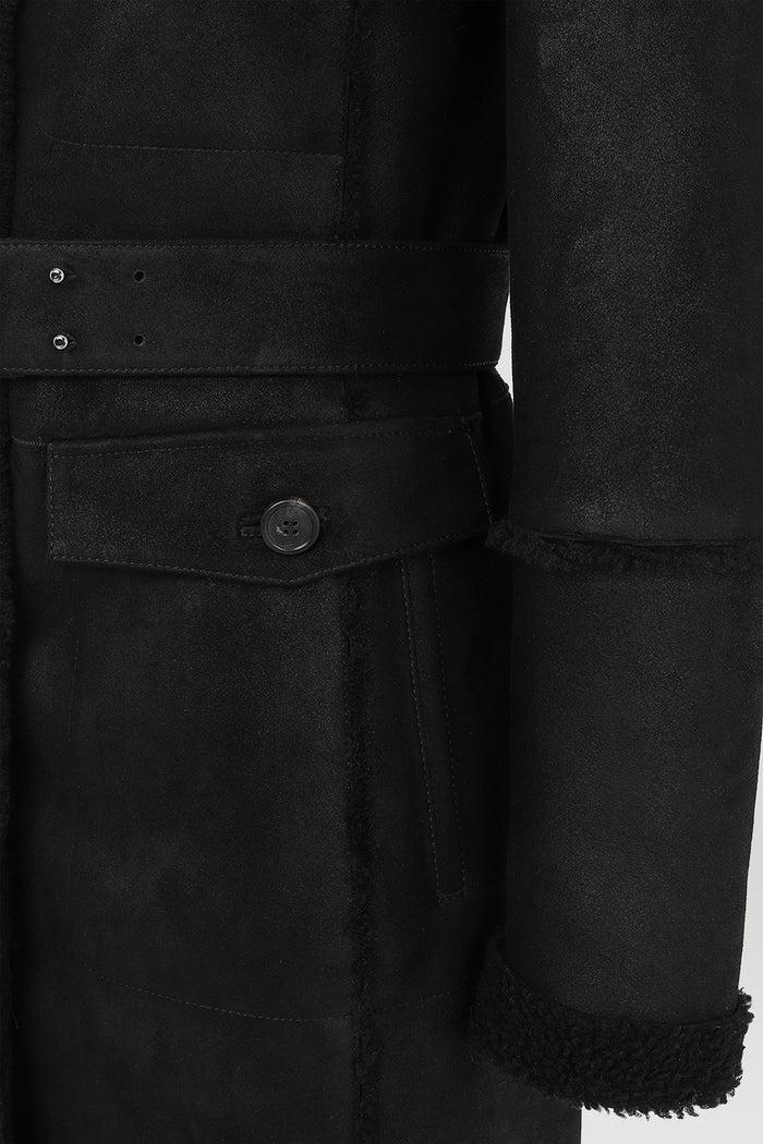 Vespucci By Vsp Manteau En Peau Lainée Noire