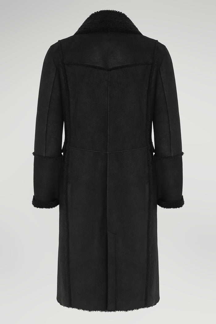 Vespucci By Vsp Manteau En Peau Lainée Noire