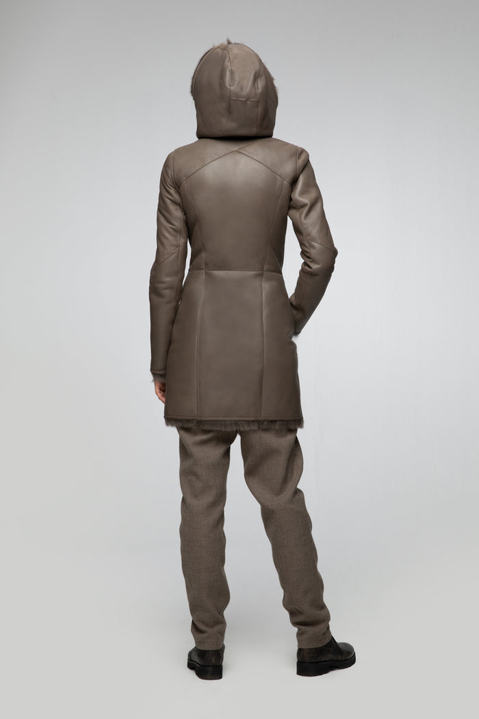 Vespucci By Vsp Manteau En Peau Lainée Nude