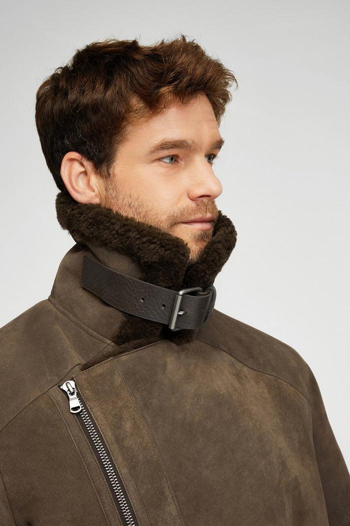 Vespucci By Vsp Manteau En Peau Lainée Tabac Brun