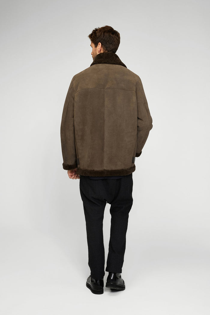 Vespucci By Vsp Manteau En Peau Lainée Tabac Brun