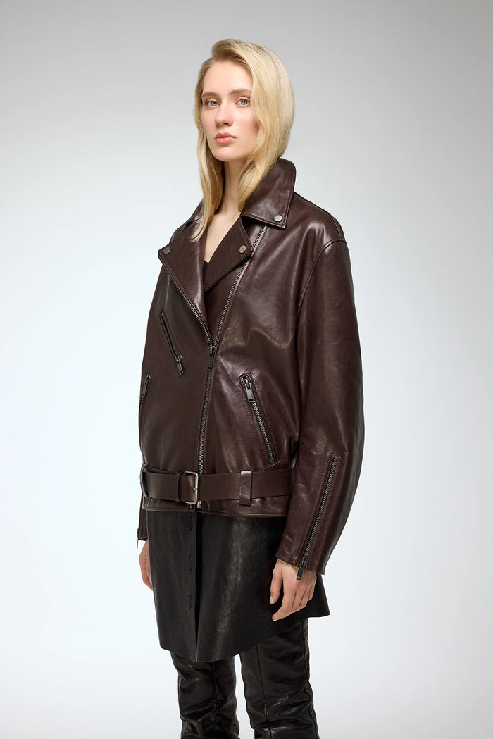 Vespucci By Vsp Marielle - Veste En Cuir Marron