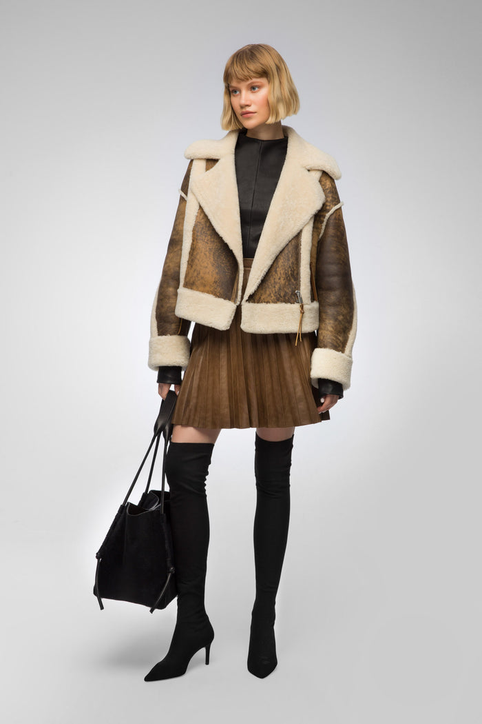 Vespucci By Vsp Marion - Veste En Peau Lainée