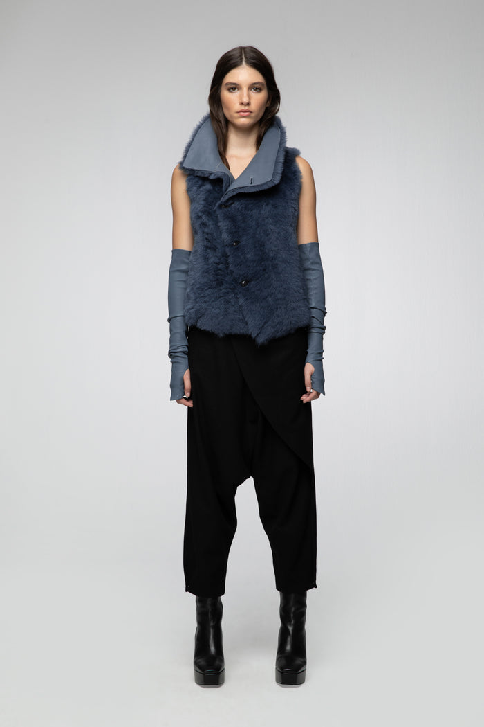 Vespucci By Vsp Nova - Gilet En Peau Lainée Indigo