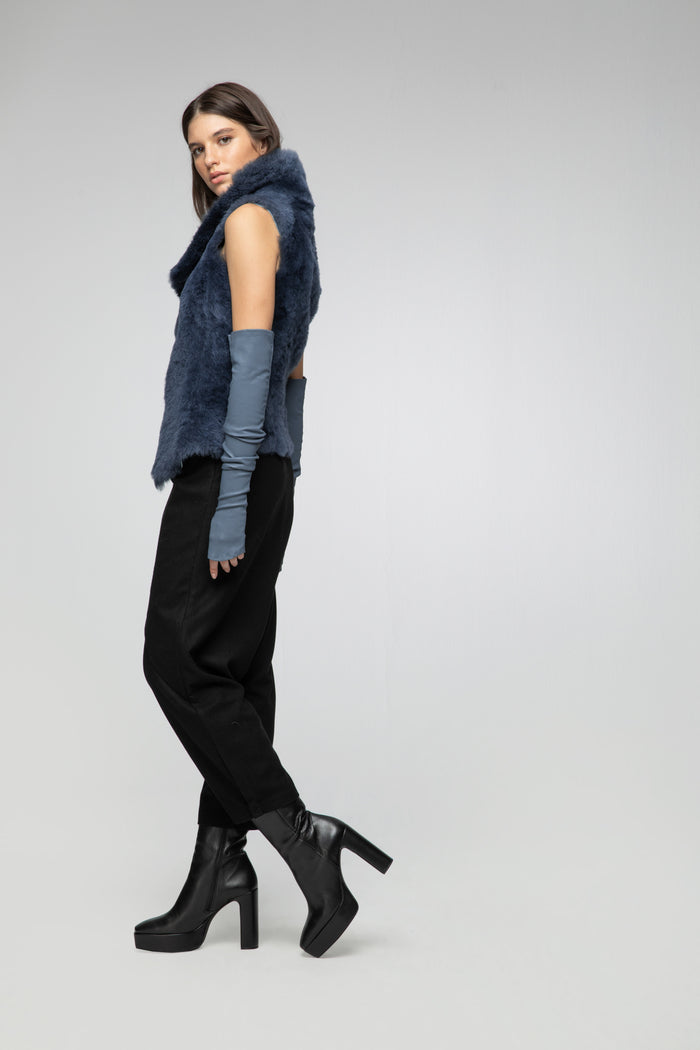 Vespucci By Vsp Nova - Gilet En Peau Lainée Indigo