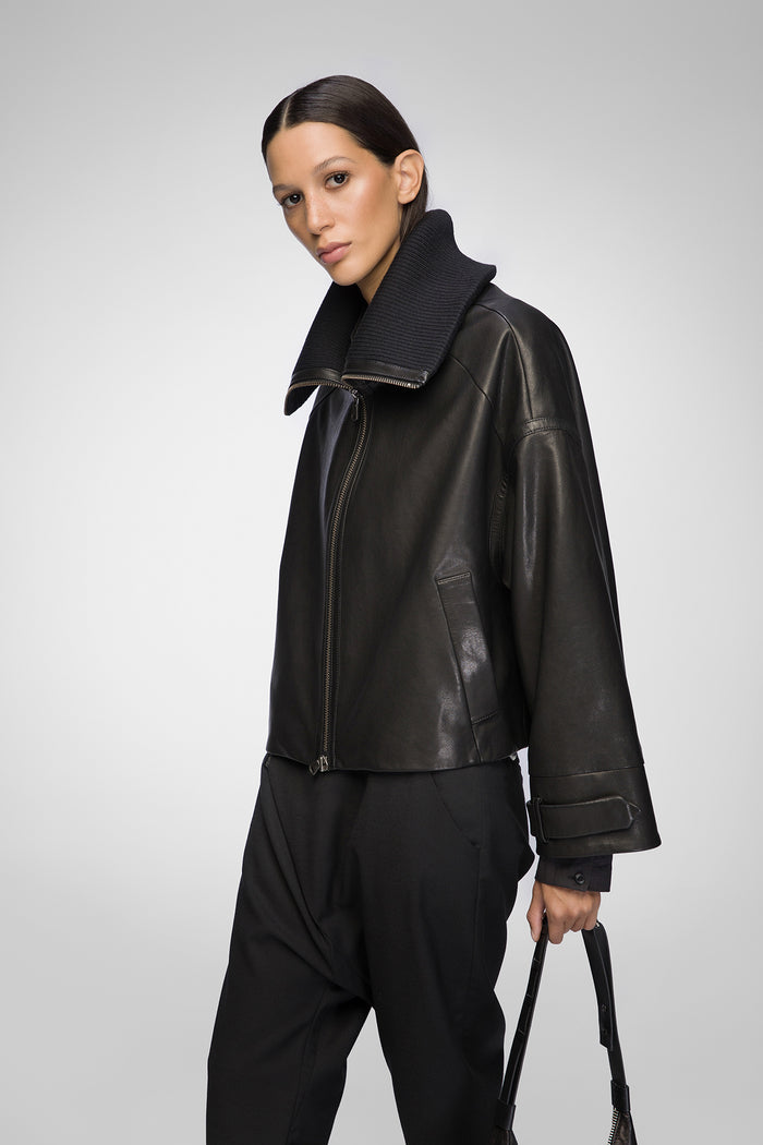 Vespucci By Vsp Olga - Veste En Cuir Noir