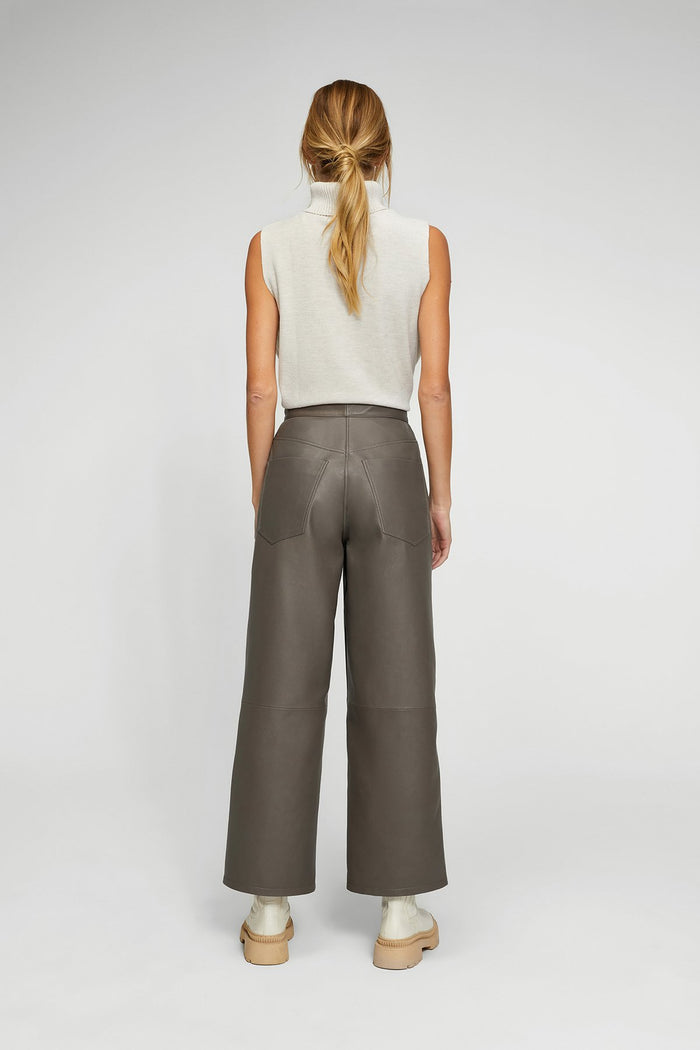 Vespucci By Vsp Pantalon En Cuir Gris