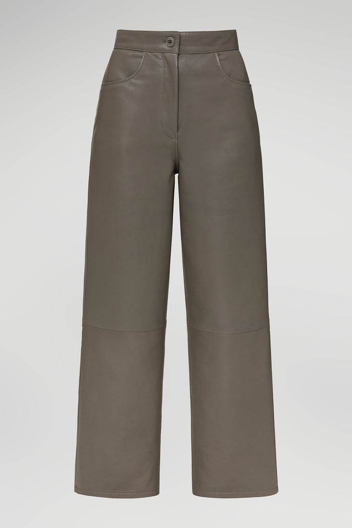 Vespucci By Vsp Pantalon En Cuir Gris