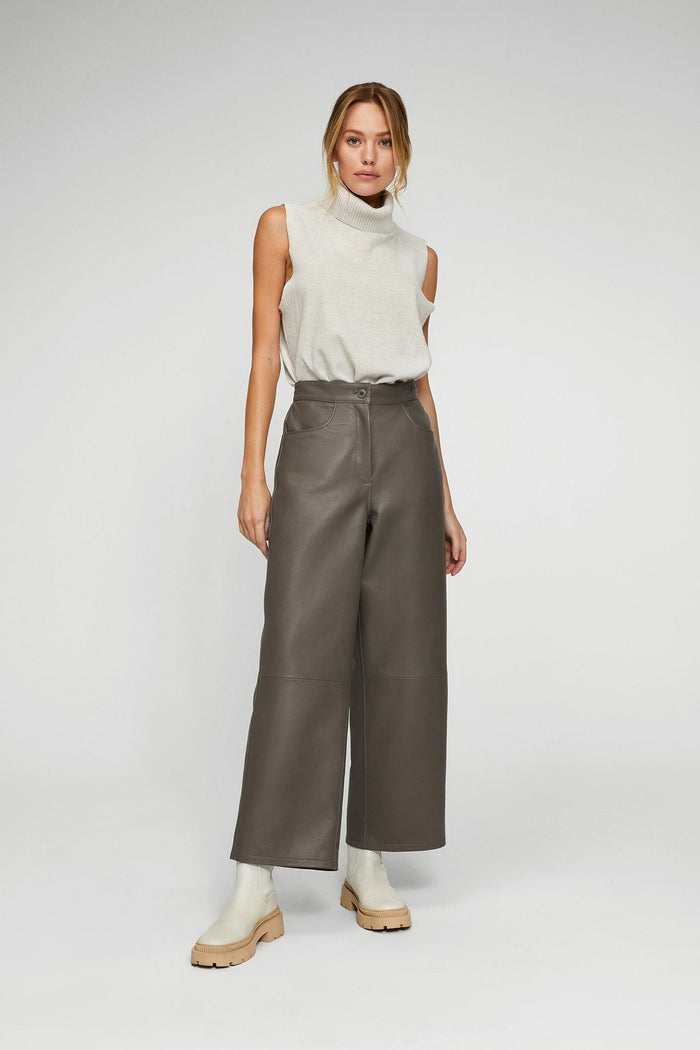 vespucci by vsp Pantalon en cuir Gris