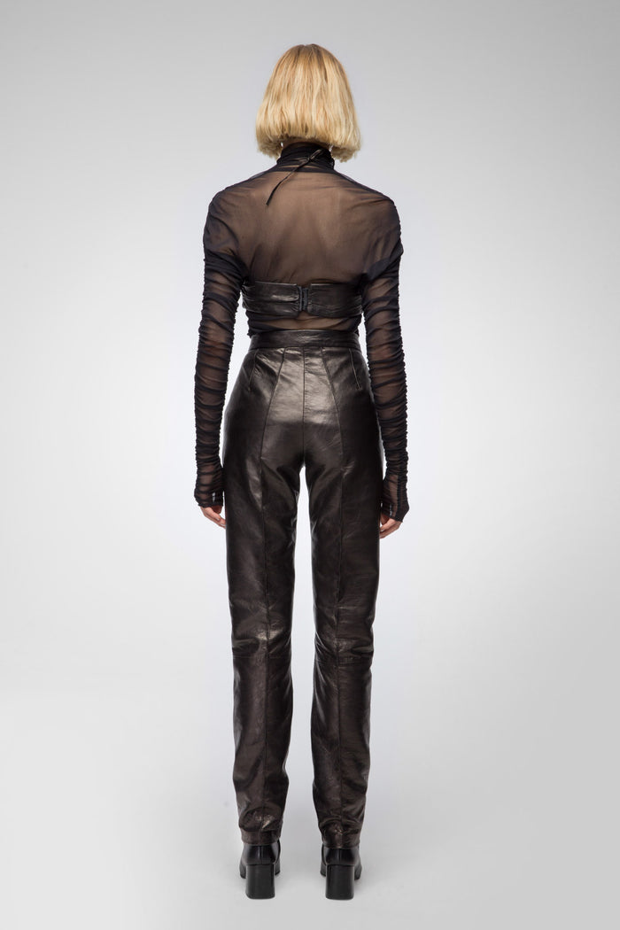 Vespucci By Vsp Pantalon En Cuir Noir