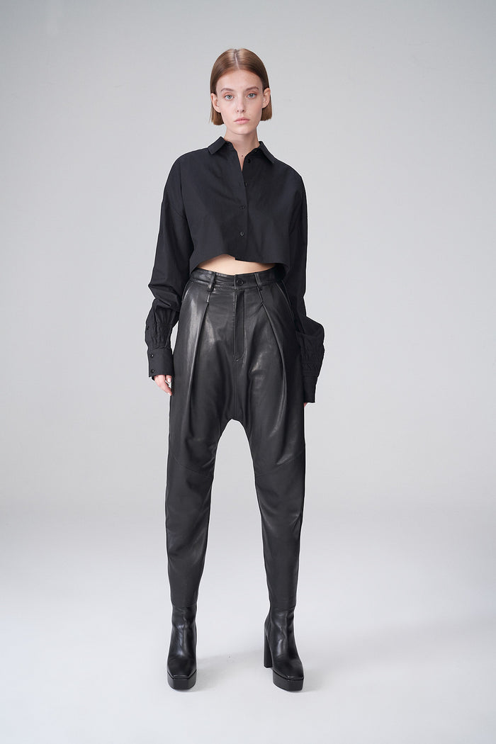 vespucci by vsp Pantalon en cuir noir