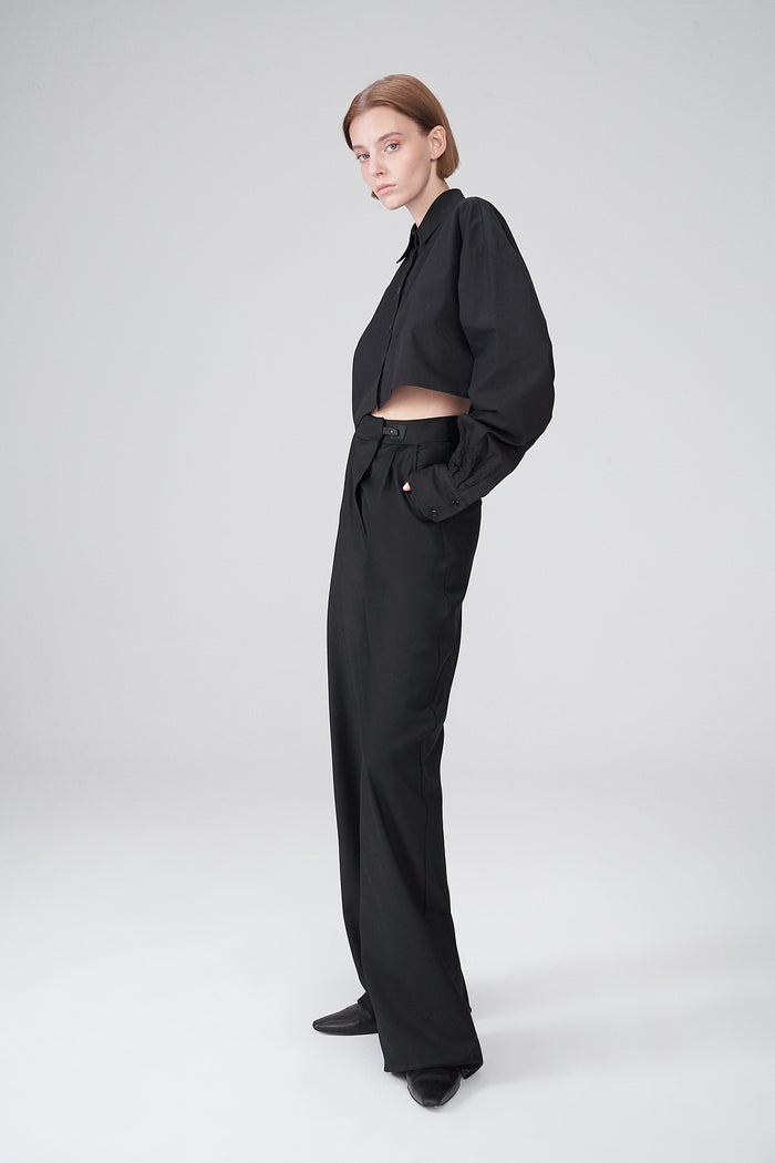 Vespucci By Vsp Pantalon En Laine Noire