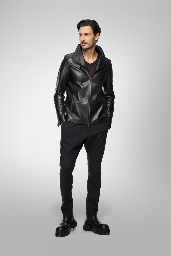 Vespucci By Vsp Pierre - Veste En Cuir Noir