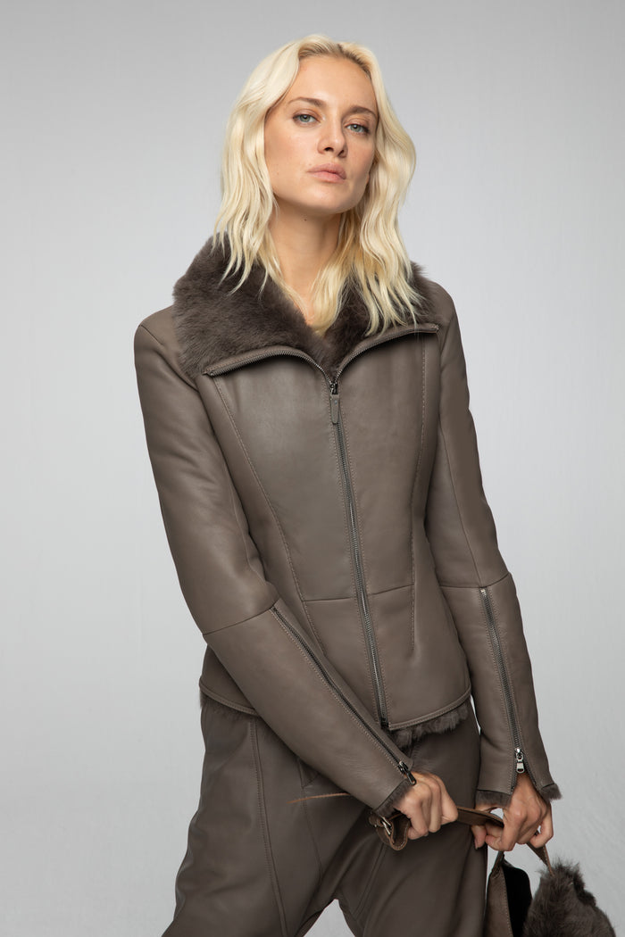 Vespucci By Vsp Raquel - Veste En Peau Lainée