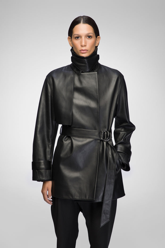 Vespucci By Vsp Riley - Manteau En Cuir Noir