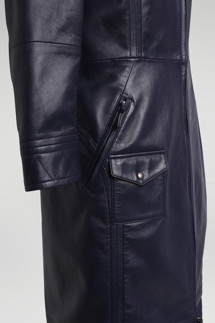 Vespucci By Vsp Robe En Cuir Bleu Marine