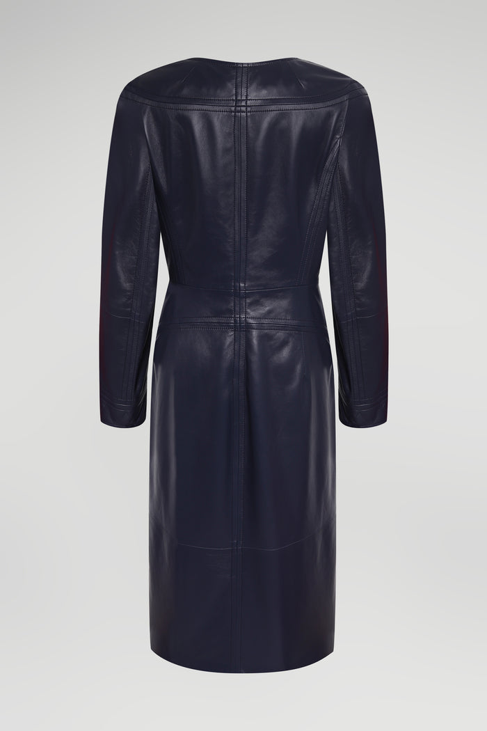 Vespucci By Vsp Robe En Cuir Bleu Marine