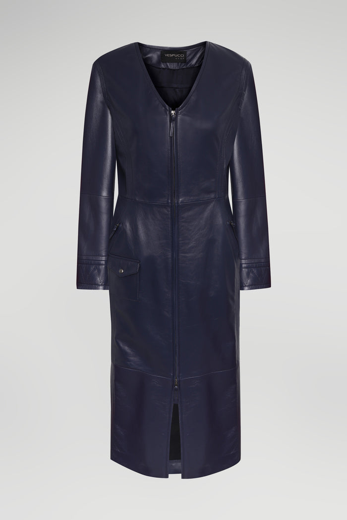 vespucci by vsp Robe en cuir bleu marine