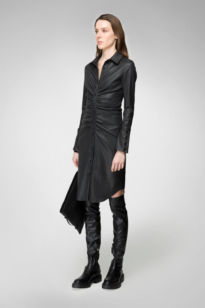 Vespucci By Vsp Robe En Cuir Noir