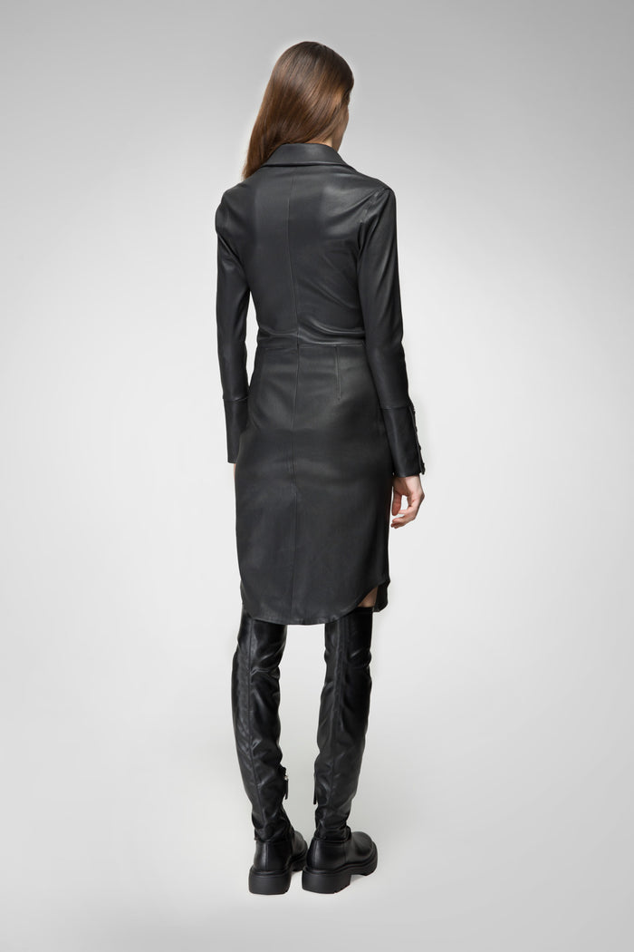Vespucci By Vsp Robe En Cuir Noir