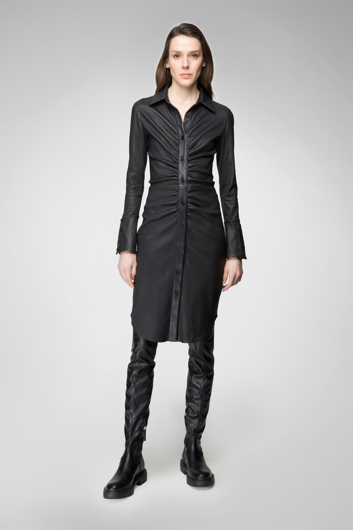 vespucci by vsp Robe en cuir Noir